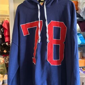 Women Blue Hoodie with Red Number 78 Design size large